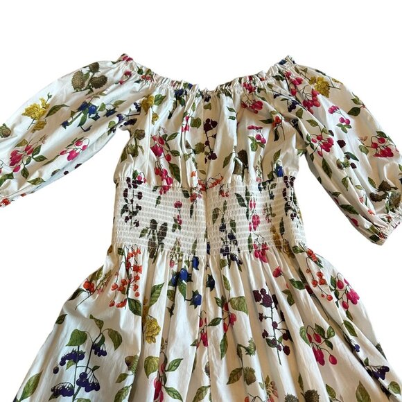Cara Cara Mimi Off-Shoulder Dress Botanical Floral Berry Print Size Small NWOT - Picture 10 of 14